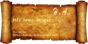 Hübner Arany névjegykártya